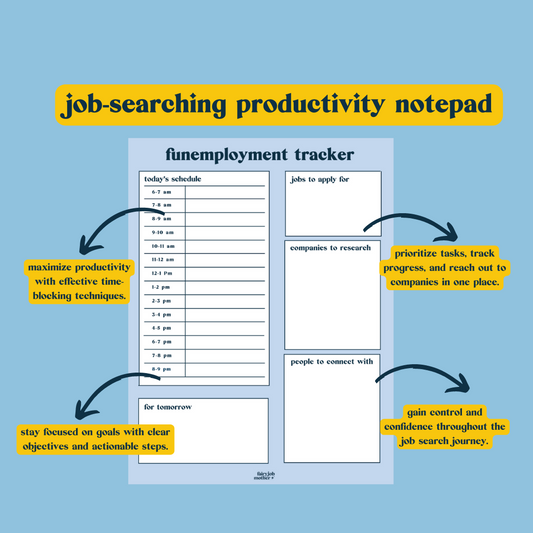 'Funemployment' Job Searching Confidence & Productivity A5 Desk Notepad